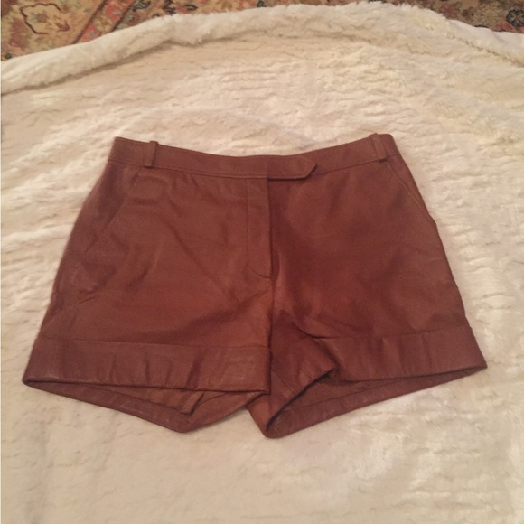 Salvatore Ferragamo Brown Leather Shorts Size 38